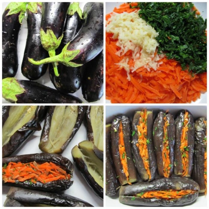 Маринованные баклажаны, фаршированные овощами