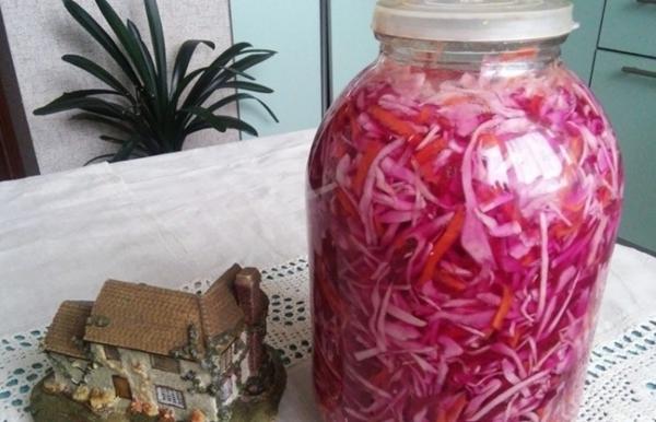 Маринованная капуста со свеклой и чесноком