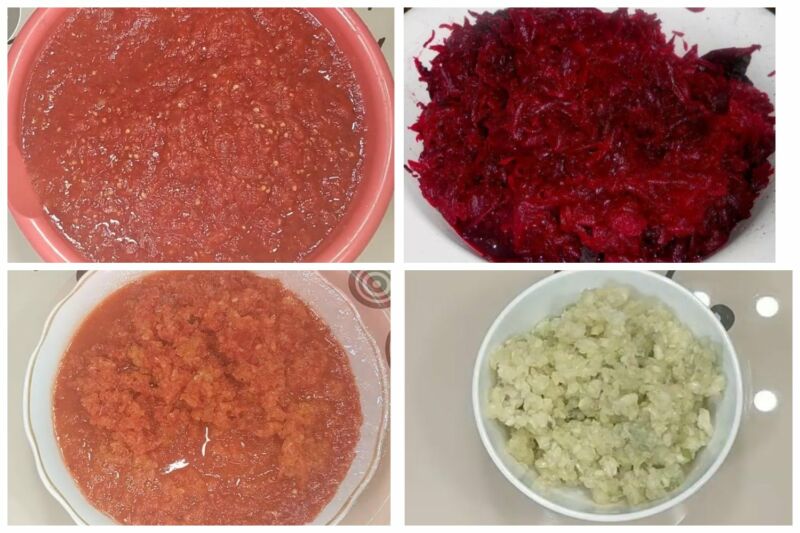 все овощи измельчить на мясорубке