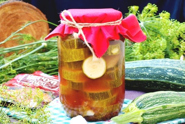 Маринованные кабачки с кетчупом чили
